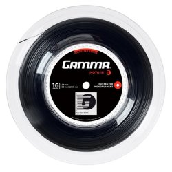 Gamma Tennissaite Moto 200 m Rolle + Gratis T-Shirt Schwarz 16 (1.29 mm)